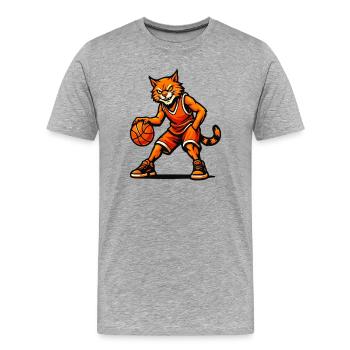 Basketball Cat Blaze - Men's Premium Organic T-Shirt - heather grey - Front - Damien (186cm)