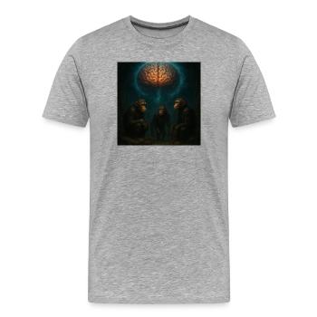 Gehirnlicht: Drei Affen im Traum - Männer Premium Bio T-Shirt - Grau meliert - Vorne - Damien (186cm)