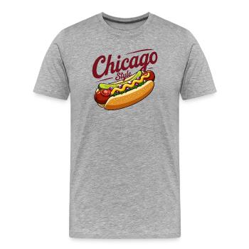 Chicago Style Hot Dog Classic Food Design - Men's Premium Organic T-Shirt - heather grey - Front - Damien (186cm)