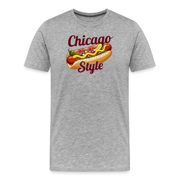 Chicago Style Hot Dog Classic Food  - Men's Premium Organic T-Shirt - heather grey - Front - Damien (186cm)