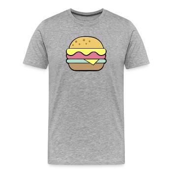 Cheeseburger | Restauration rapide - T-shirt bio Premium Homme - gris chiné - Devant - Damien (186cm)