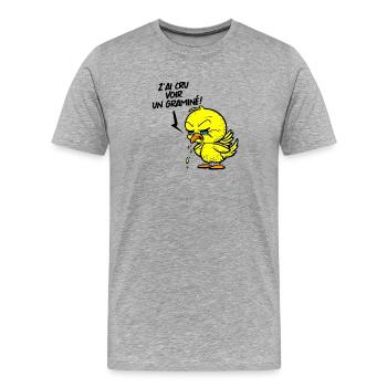 ICH DACHTE, ICH HÄTTE EIN GRAS GESEHEN! - Männer Premium Bio T-Shirt - Grau meliert - Vorne - Damien (186cm)