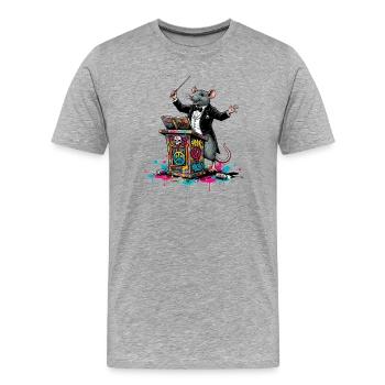 Dirigent | Graffiti-Ratten-DJ Gala - Männer Premium Bio T-Shirt - Grau meliert - Vorne - Damien (186cm)