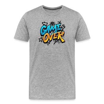 Fin du jeu Splash Néon - T-shirt bio Premium Homme - gris chiné - Devant - Damien (186cm)