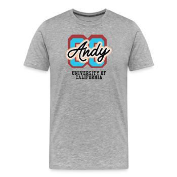 Andy Retro Varsity Emblem - Men's Premium Organic T-Shirt - heather grey - Front - Damien (186cm)