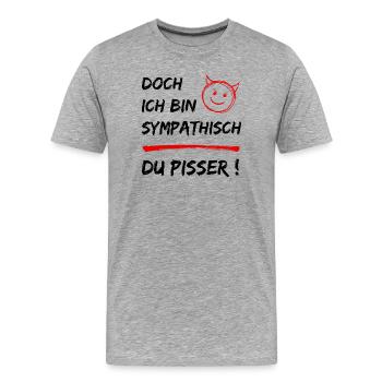 Drôle de dire - Mais je suis sympathique - Espèce de sale - T-shirt bio Premium Homme - gris chiné - Devant - Damien (186cm)