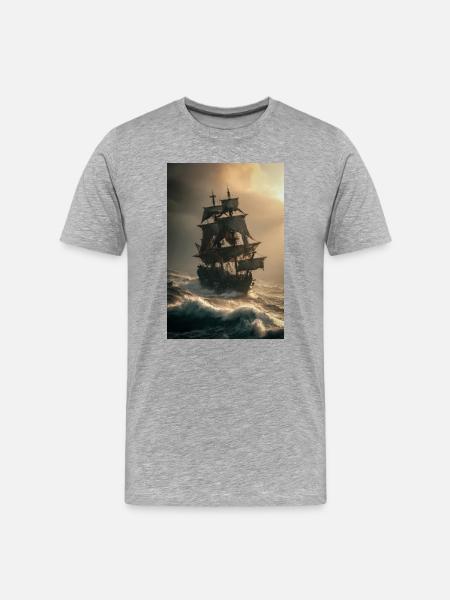 Stormbound Galleon at Dawn - Men's Premium Organic T-Shirt - heather grey