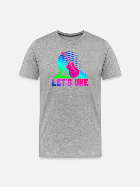 Hawaiian Ukulele Uke Retro 80s 90s - Men's Premium Organic T-Shirt - heather grey