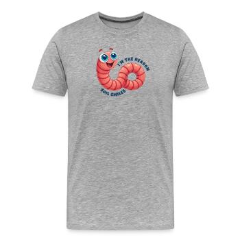 Cheerful Earthworm - Men's Premium Organic T-Shirt - heather grey - Front - Damien (186cm)