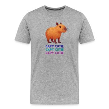 Capybara Charmante - T-shirt bio Premium Homme - gris chiné - Devant - Damien (186cm)