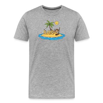 SOS – du paradis - T-shirt bio Premium Homme - gris chiné - Devant - Damien (186cm)
