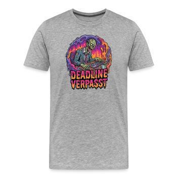 Deadline Verpasst Zombie am PC - Männer Premium Bio T-Shirt - Grau meliert - Vorne - Damien (186cm)