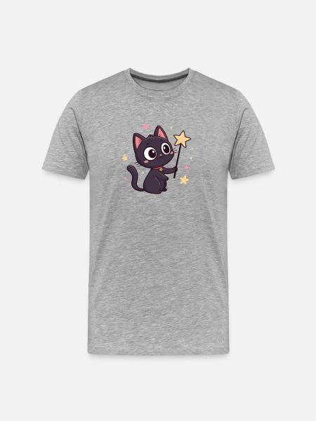 Magic Cat and Star - Men's Premium Organic T-Shirt - heather grey