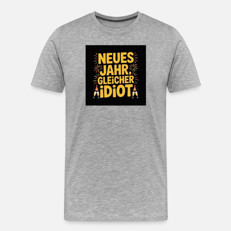 Neues Jahr, gleicher Idiot - Männer Premium Bio T-Shirt - Grau meliert