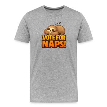 Vote For Naps Sleeper Sloth Design - Men's Premium Organic T-Shirt - heather grey - Front - Damien (186cm)