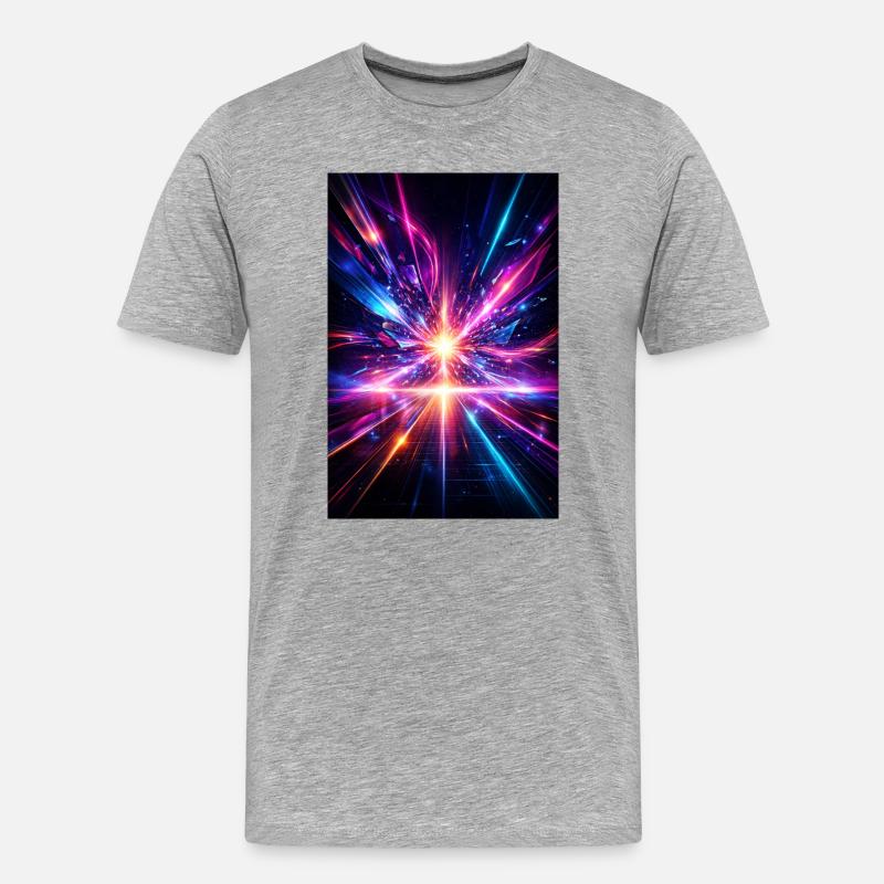 Neonstrahlen Explosion - Männer Premium Bio T-Shirt - Grau meliert