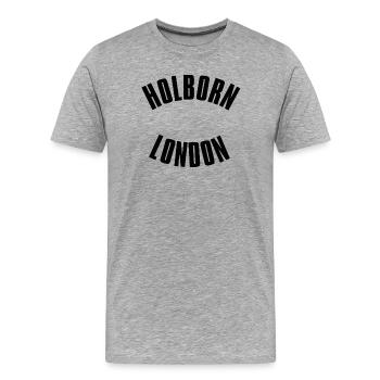 Holborn London Emblem - Men's Premium Organic T-Shirt - heather grey - Front - Damien (186cm)