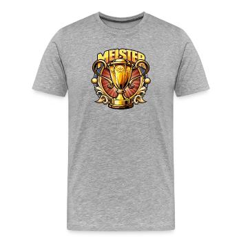 Meisterpokal Siegdesign - Männer Premium Bio T-Shirt - Grau meliert - Vorne - Damien (186cm)