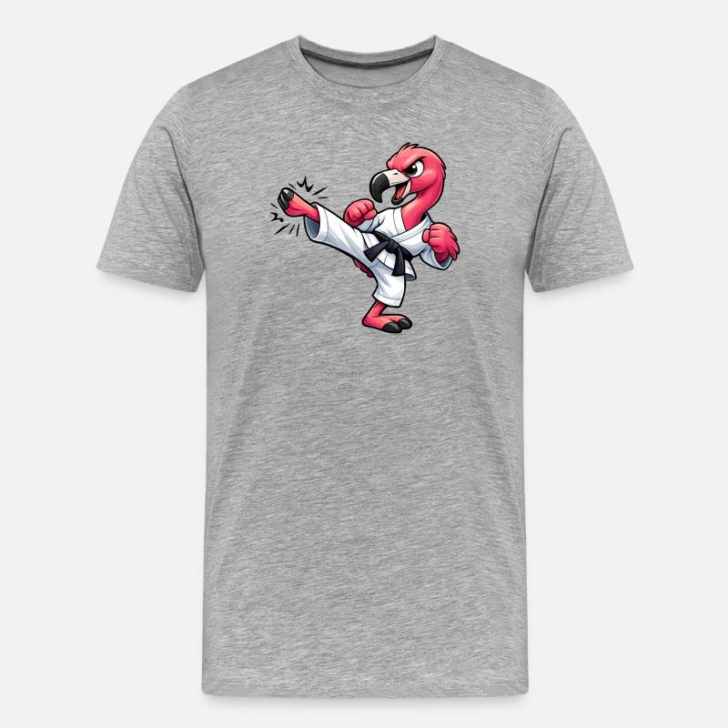 Flamingo Karate Tritt Kampfsport Kampfkunst - Männer Premium Bio T-Shirt - Grau meliert