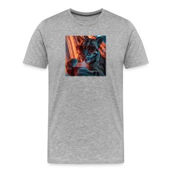 Chill Clouded Leopard Neon Hammock Design - Men's Premium Organic T-Shirt - heather grey - Front - Damien (186cm)
