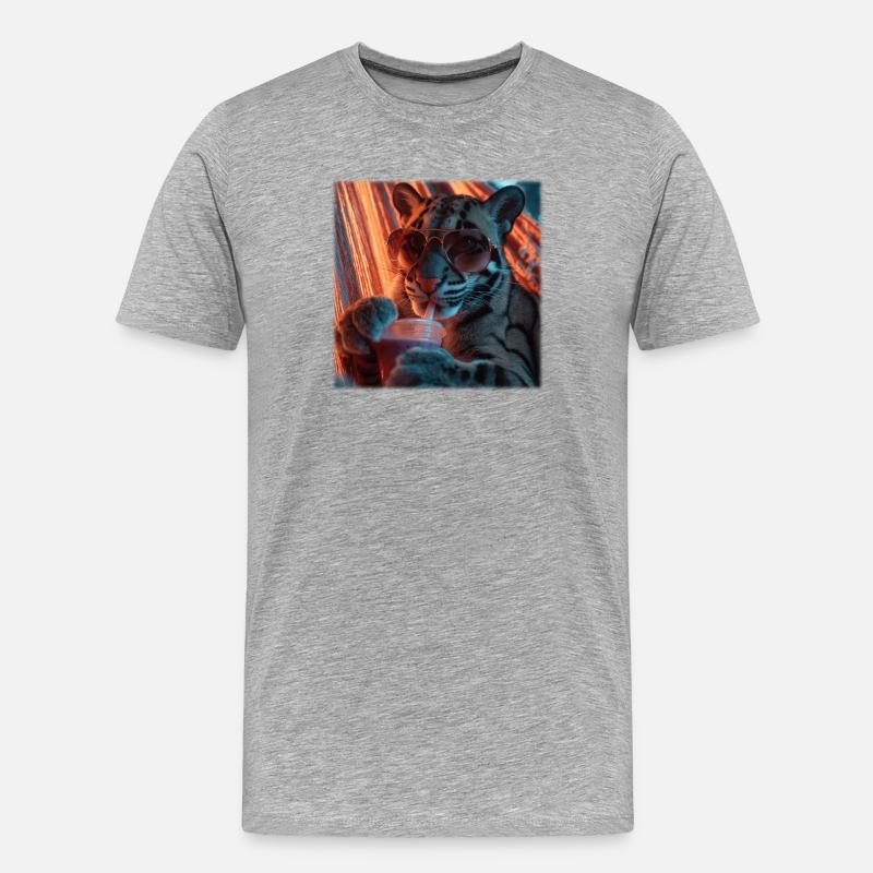 Chilliger Nebelparder Neon Hängematte Design - Männer Premium Bio T-Shirt - Grau meliert