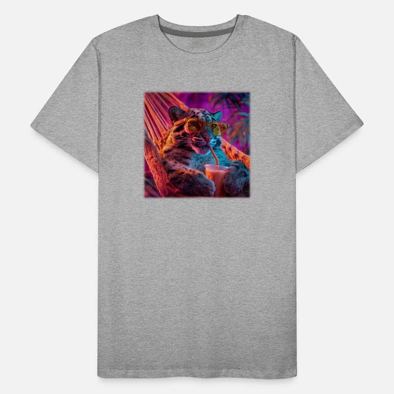 Hamac léopard chillé style néon T-shirt bio Premium Homme