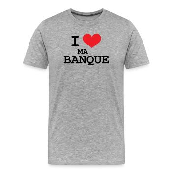 Ich liebe meine Bank - Männer Premium Bio T-Shirt - Grau meliert - Vorne - Damien (186cm)