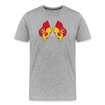 Kreuzende Flaggen von Hampshire - Männer Premium Bio T-Shirt - Grau meliert - Vorne - Damien (186cm)
