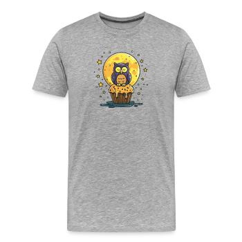 Nacht Eulen Cupcake - Männer Premium Bio T-Shirt - Grau meliert - Vorne - Damien (186cm)