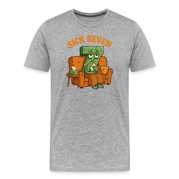 Sechs, Sieben, Kranke, Sieben, - Männer Premium Bio T-Shirt - Grau meliert - Vorne - Damien (186cm)