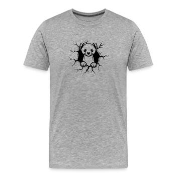 Marder Wanddurchbruch Wildtier Illustration - Männer Premium Bio T-Shirt - Grau meliert - Vorne - Damien (186cm)