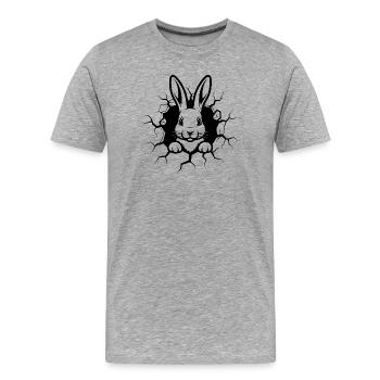 Hase Wanddurchbruch Niedliches Tiermotiv - Männer Premium Bio T-Shirt - Grau meliert - Vorne - Damien (186cm)