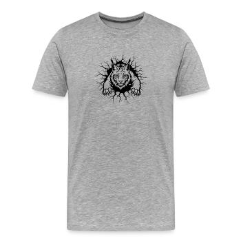 Luchs Wanddurchbruch Wildtier Illustration - Männer Premium Bio T-Shirt - Grau meliert - Vorne - Damien (186cm)