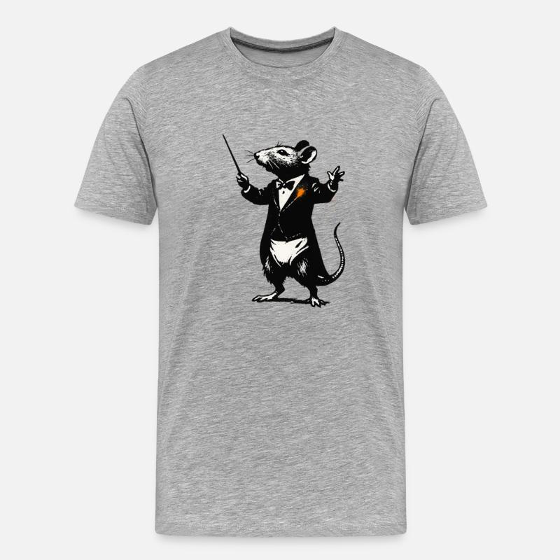 Ratte Dirigent im Smoking - Männer Premium Bio T-Shirt - Grau meliert
