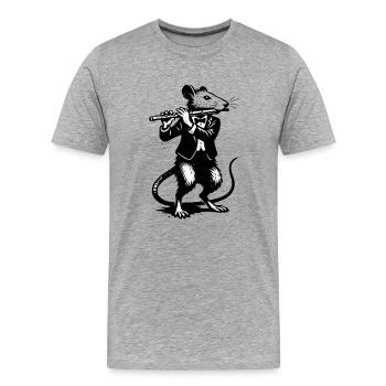 Ratte mit Flöte im Smoking - Männer Premium Bio T-Shirt - Grau meliert - Vorne - Damien (186cm)