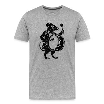 Ratte im Smoking Trommler - Männer Premium Bio T-Shirt - Grau meliert - Vorne - Damien (186cm)