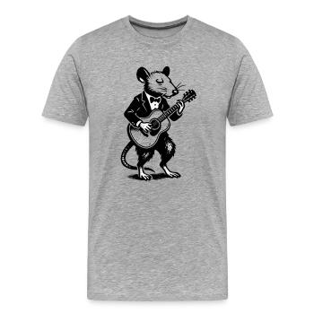 Souris jazz en smoking - T-shirt bio Premium Homme - gris chiné - Devant - Damien (186cm)
