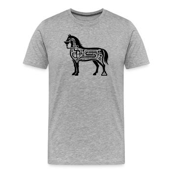 Digestion du cheval - T-shirt bio Premium Homme - gris chiné - Devant - Damien (186cm)