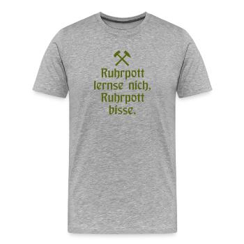 Ruhrpott lernse nich, Ruhrpott bisse. - Zollverein - Männer Premium Bio T-Shirt - Grau meliert - Vorne - Damien (186cm)