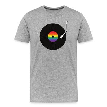 Regenbogen Schallplatte - Männer Premium Bio T-Shirt - Grau meliert - Vorne - Damien (186cm)