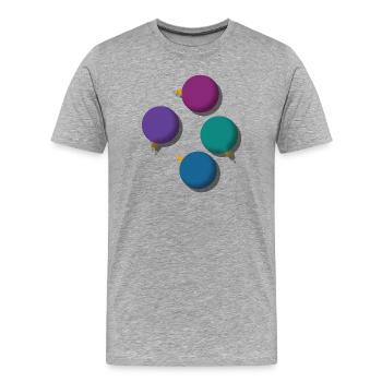 4 colourful Christmas baubles - Men's Premium Organic T-Shirt - heather grey - Front - Damien (186cm)