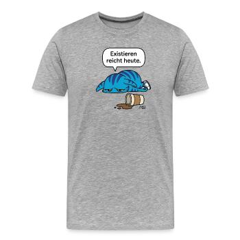 Exister suffit aujourd’hui - Zooki Burnout Dicton - T-shirt bio Premium Homme - gris chiné - Devant - Damien (186cm)