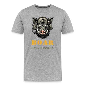 Wildschwein in Mission - Männer Premium Bio T-Shirt - Grau meliert - Vorne - Damien (186cm)