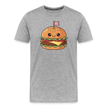 Cheeky Burger Mascot - Men's Premium Organic T-Shirt - heather grey - Front - Damien (186cm)