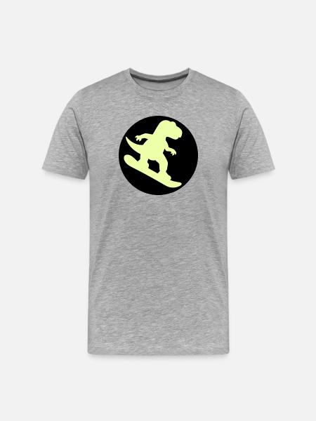 Kinder Snowboard Dinosaurier - Männer Premium Bio T-Shirt - Grau meliert