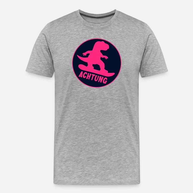 Kinder Wintersport Snowboarding Dinosaurier - Männer Premium Bio T-Shirt - Grau meliert