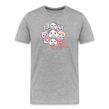 Kawaii Sushi Parade - Männer Premium Bio T-Shirt - Grau meliert - Vorne - Damien (186cm)