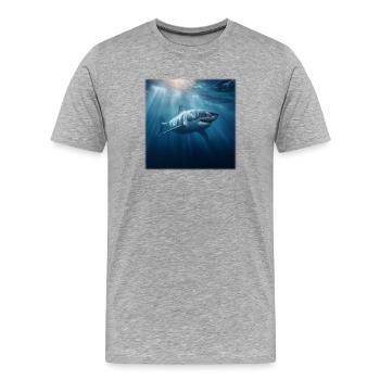 Weißer Hai im Sonnenlicht Design Ozean - Männer Premium Bio T-Shirt - Grau meliert - Vorne - Damien (186cm)