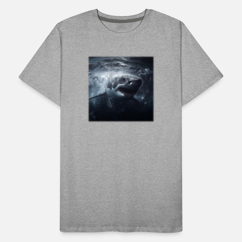 Conception de l’attaque du grand requin blanc dans l’océan T-shirt bio Premium Homme
