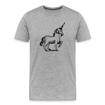 Licorne médiévale - T-shirt bio Premium Homme - gris chiné - Devant - Damien (186cm)
